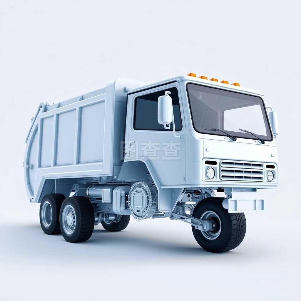 垃圾車 城市清潔背后的默默守護者——3D插圖賞析