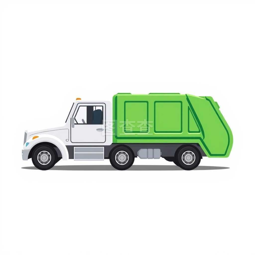 白色背景下的垃圾車玩具矢量插圖 兒童教育的趣味伙伴